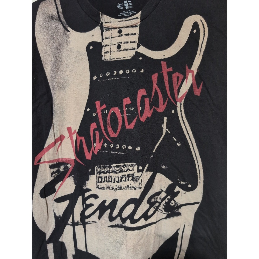 Fender Stratocaster Graphic Guitar Y2K Black Grunge T Shirt Mens M - Picture 3 of 5
